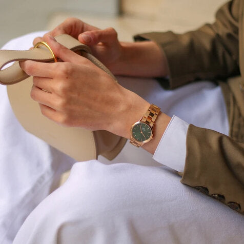 Daniel Wellington Iconic Link Emerald Green Dial Rose Gold Steel Strap Watch For Women - DW00100419 Buy Now By Daniel Wellington