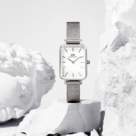 Daniel Wellington Quadro Sterling White Dial Silver Mesh Strap Watch For Women - DW00100438 Buy Now By Daniel Wellington