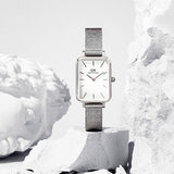Daniel Wellington Quadro Sterling White Dial Silver Mesh Strap Watch For Women - DW00100438 Buy Now By Daniel Wellington