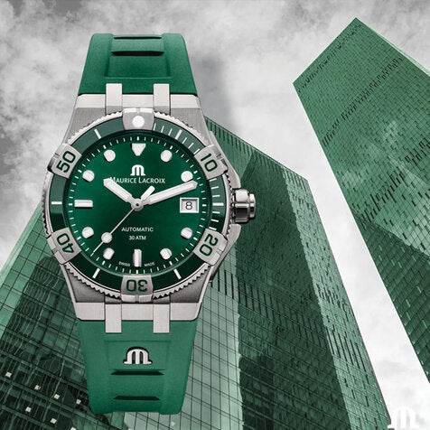 Maurice Lacroix Aikon Venturer Green Dial Green Rubber Strap Watch for Men - AI6057-SSL50-630-5 Buy Now By Maurice Lacroix
