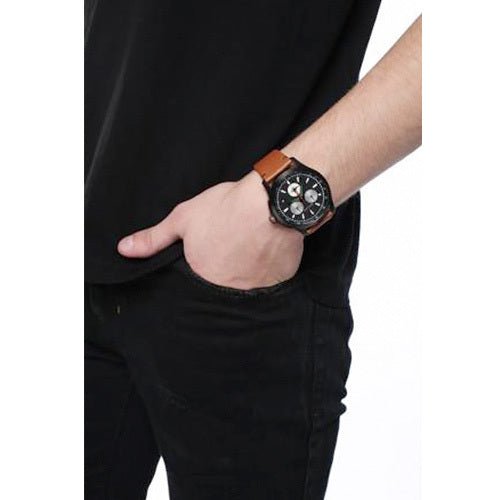 Gucci G-Timeless Chronograph Black Dial Brown Leather Strap Watch For Men - YA126271 Buy Now By Gucci