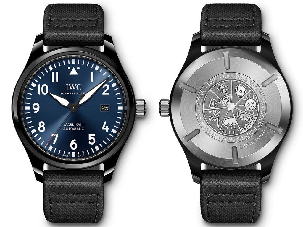 IWC Pilot’s Watch Mark XVIII Edition “Laureus Sport for Good Foundation" Blue Dial Black Nylon Strap Watch for Men - IW324703 Buy Now By IWC