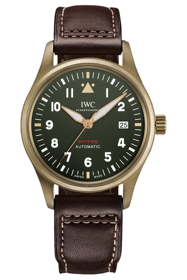IWC Pilot's Watch Automatic Spitfire Green Dial Brown Leather Strap Watch for Men - IW326802 Buy Now By IWC