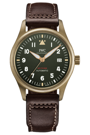 IWC Pilot's Watch Automatic Spitfire Green Dial Brown Leather Strap Watch for Men - IW326802 Buy Now By IWC