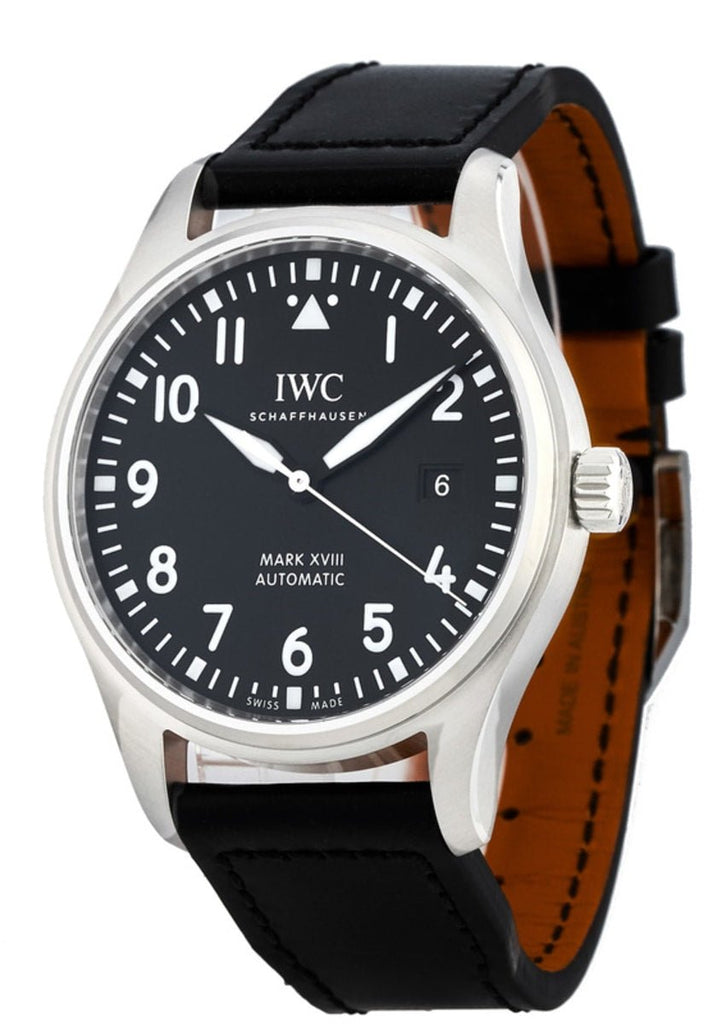 IWC Pilot's Mark XVIII 40mm Black Dial Black Leather Strap Watch for Men - IW327001 Buy Now By IWC