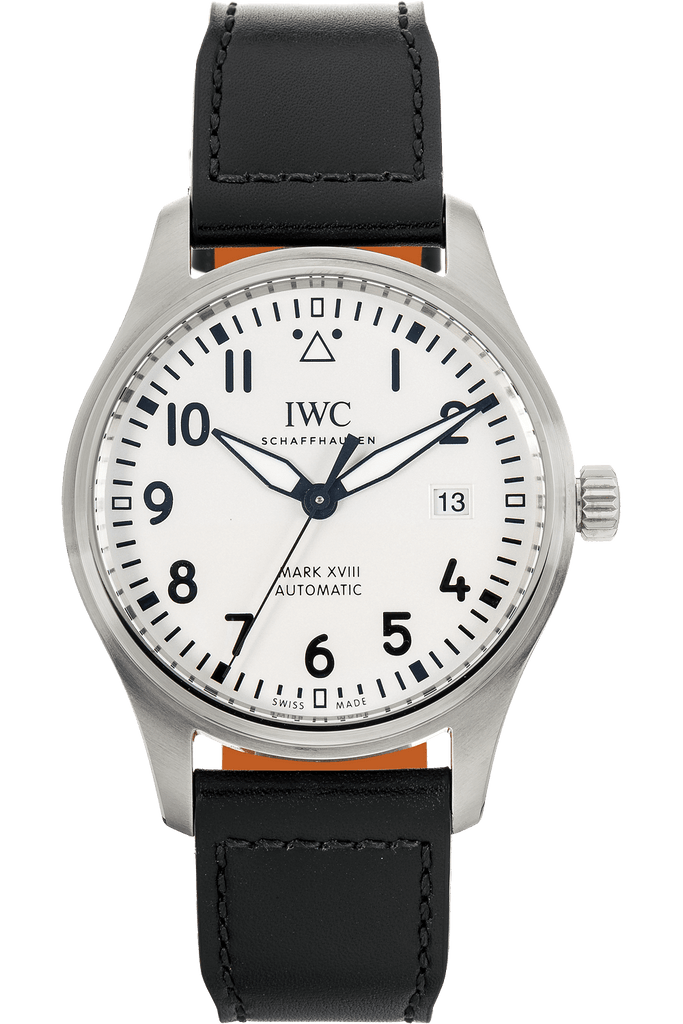IWC Pilot's Watch Mark XVIII White Dial Black Leather Strap Watch for Men - IW327002 Buy Now By IWC