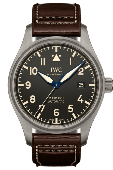IWC Pilot's Watch Mark XVIII 40mm Black Dial Brown Leather Strap Watch for Men - IW327006 Buy Now By IWC