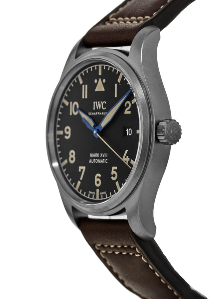 IWC Pilot's Watch Mark XVIII 40mm Black Dial Brown Leather Strap Watch for Men - IW327006 Buy Now By IWC