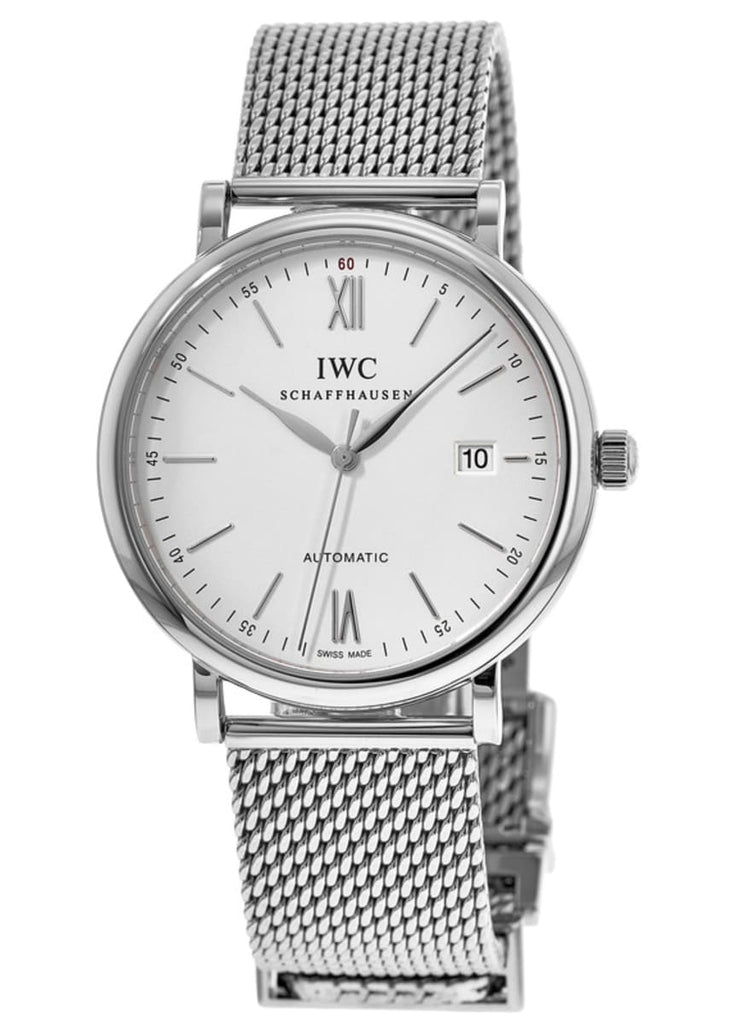 IWC Portofino Automatic White Dial Silver Mesh Bracelet Watch for Men - IW356505 Buy Now By IWC