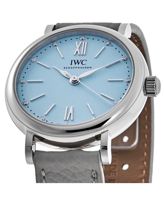 IWC Portofino Automatic Blue Dial Blue Leather Strap Watch for Women - IW357416 Buy Now By IWC