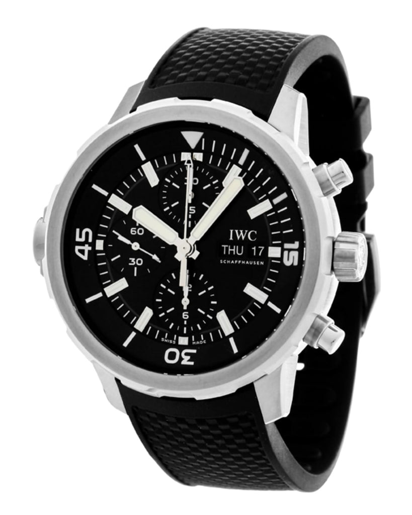 IWC Aquatimer Chronograph Black Dial Black Leather Strap Watch for Men - IW376803 Buy Now By IWC