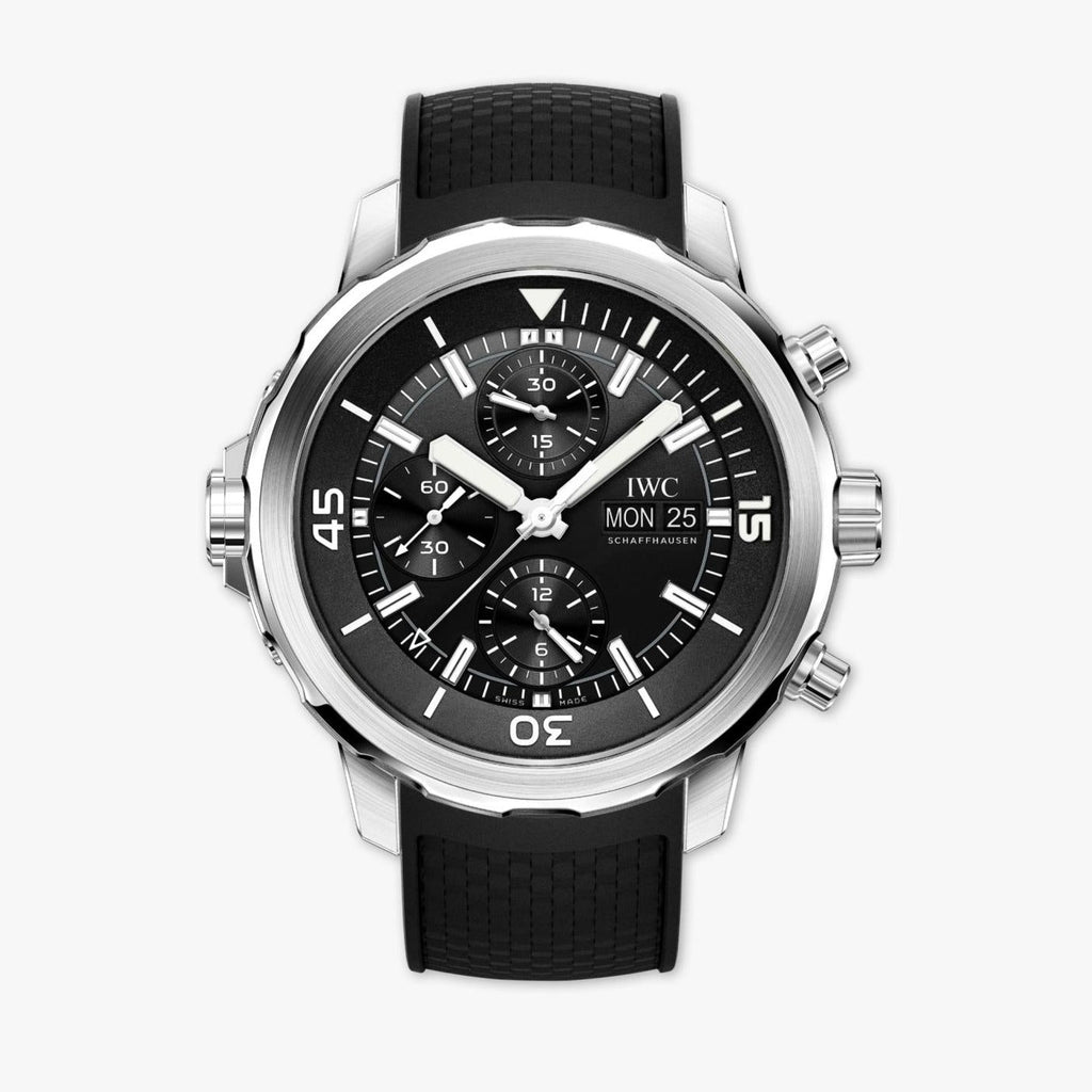 IWC Aquatimer Chronograph Black Dial Black Leather Strap Watch for Men - IW376803 Buy Now By IWC