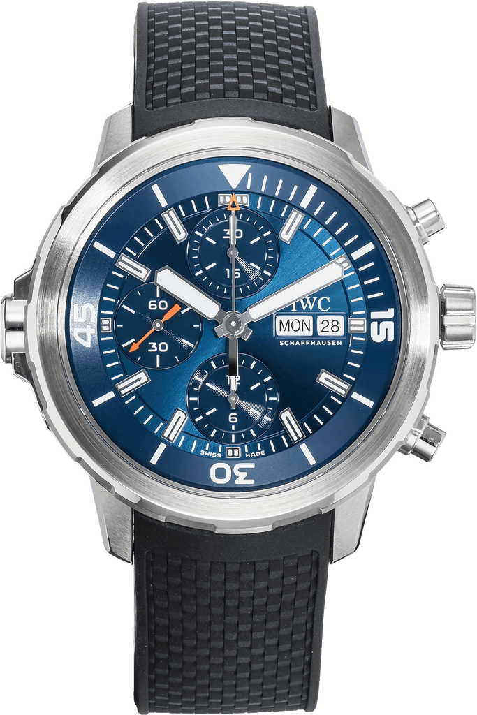 IWC Aquatimer Automatic Chronograph 44mm Blue Dial Black Rubber Strap Watch for Men - IW376805 Buy Now By IWC