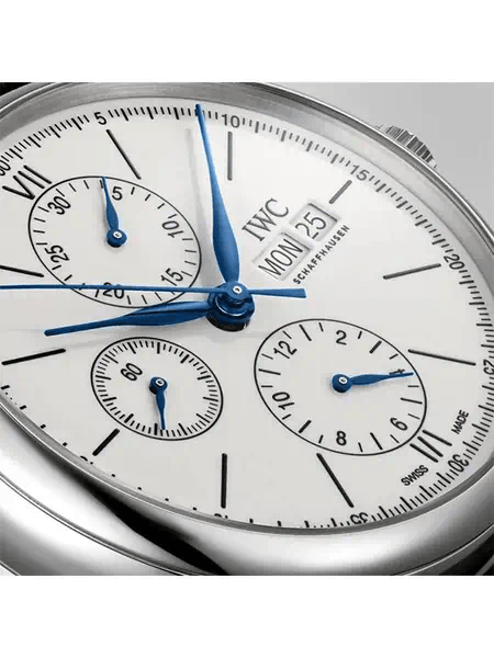 IWC Portofino Chronograph White Dial Black Leather Strap Watch for Men - IW391024 Buy Now By IWC