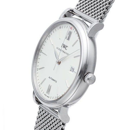 IWC Portofino Automatic White Dial Silver Mesh Bracelet Watch for Men - IW356505 Buy Now By IWC