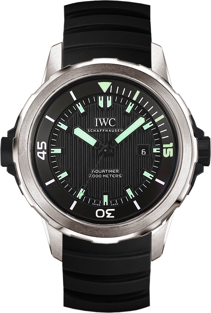 IWC Aquatimer Automatic 2000 Black Dial Black Rubber Strap Watch for Men - IW358002 Buy Now By IWC