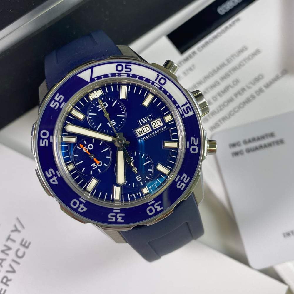 IWC Aquatimer Chronograph Blue Dial Blue Rubber Strap Watch for Men - IW376711 Buy Now By IWC