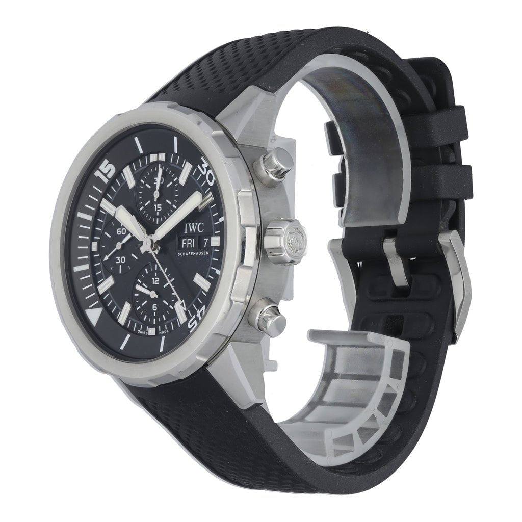 IWC Aquatimer Chronograph Black Dial Black Leather Strap Watch for Men - IW376803 Buy Now By IWC