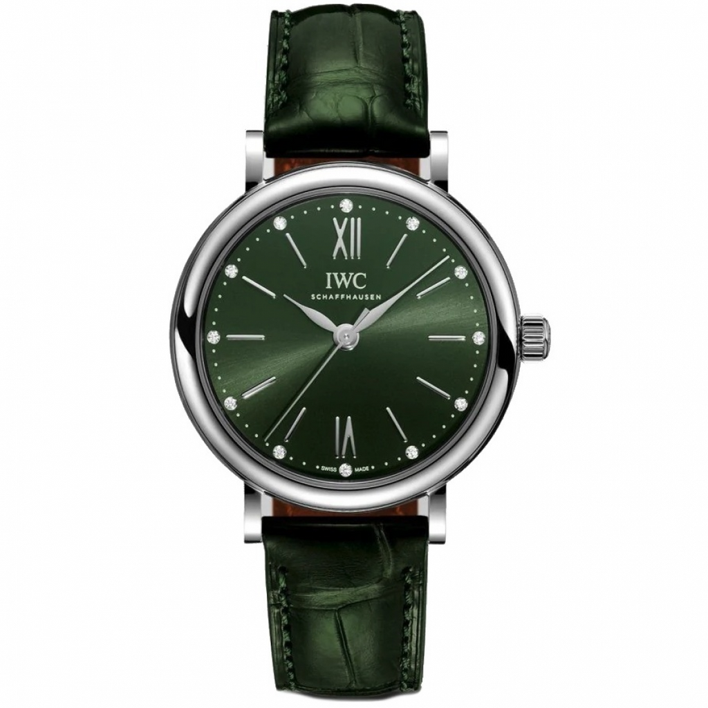 IWC Portofino Automatic Green Dial Green Leather Strap Watch for Women - IW357405 Buy Now By IWC
