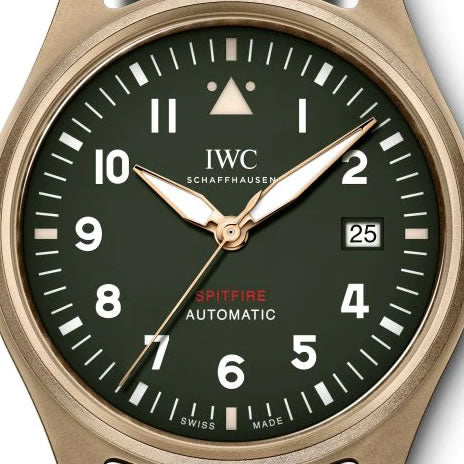 IWC Pilot's Watch Automatic Spitfire Green Dial Brown Leather Strap Watch for Men - IW326802 Buy Now By IWC