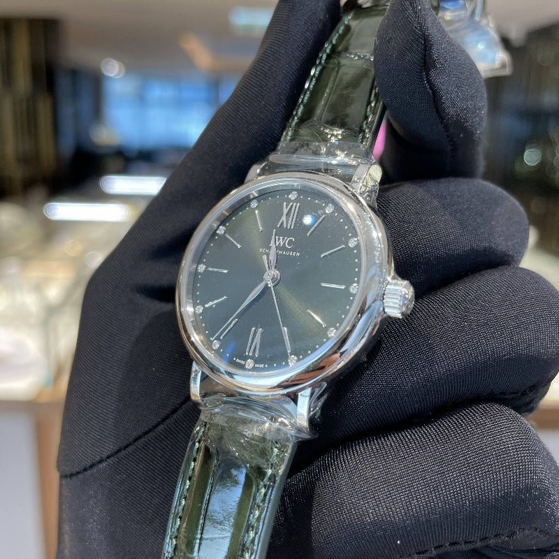 IWC Portofino Automatic Green Dial Green Leather Strap Watch for Women - IW357405 Buy Now By IWC