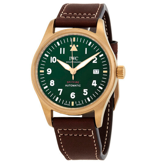 IWC Pilot's Watch Automatic Spitfire Green Dial Brown Leather Strap Watch for Men - IW326802 Buy Now By IWC