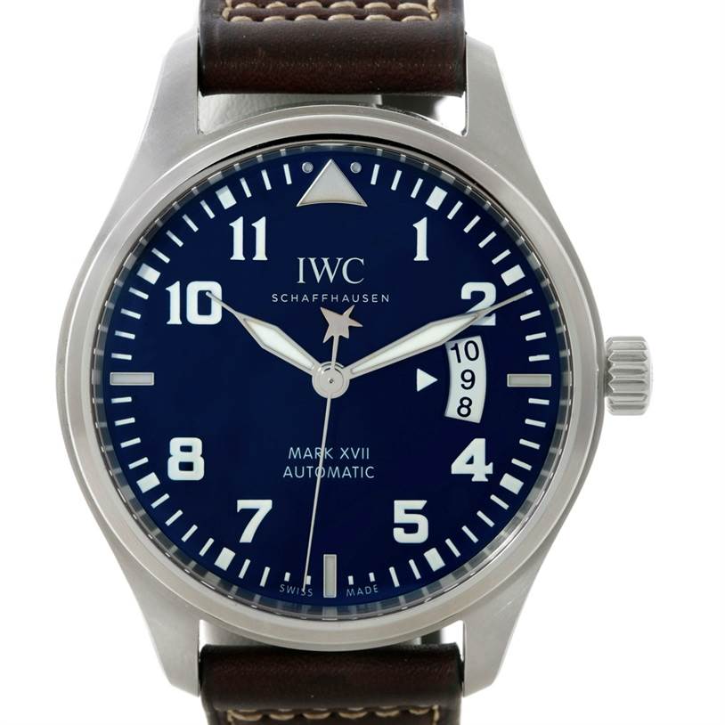IWC Pilots Watch Mark XVII Edition Le Petit Prince Blue Dial Brown Leather Strap Watch for Men - IW326506 Buy Now By IWC