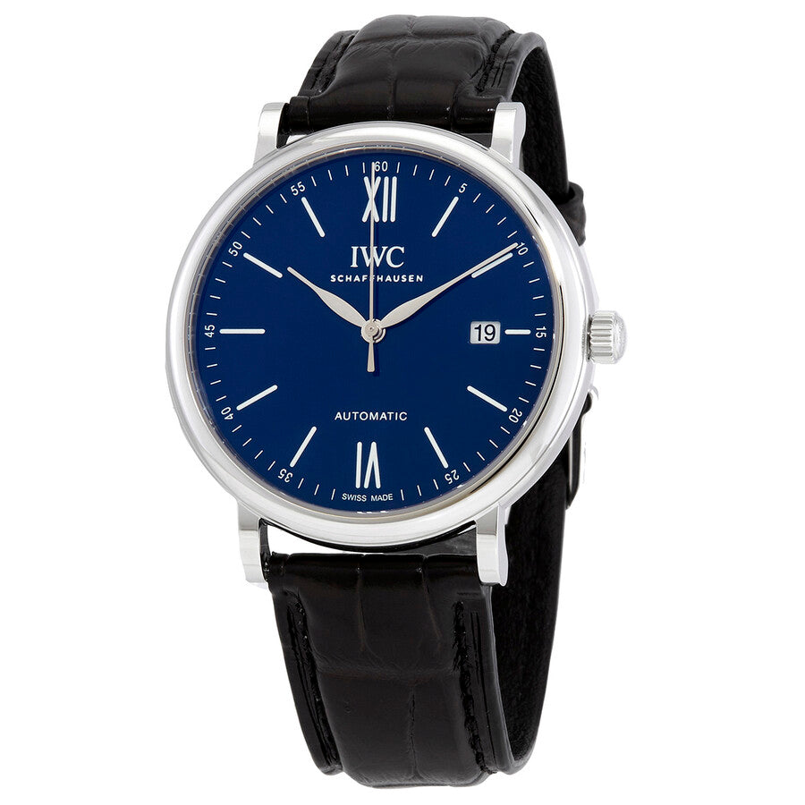 IWC Portofino '150 Years Edition' Automatic Blue Dial Black Leather Strap Watch for Men - IW356518 Buy Now By IWC