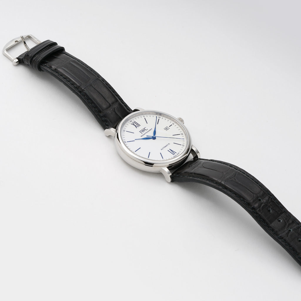 IWC Portofino Automatic '150 Years' Edition Automatic White Dial Black Leather Strap Watch for Men - IW356519 Buy Now By IWC