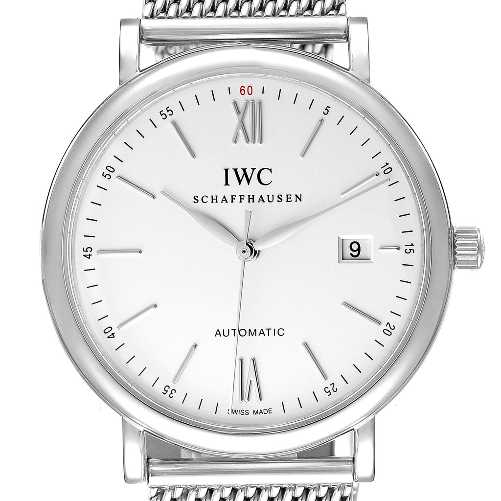 IWC Portofino Automatic White Dial Silver Mesh Bracelet Watch for Men - IW356505 Buy Now By IWC