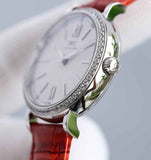 IWC Portofino Automatic Diamonds Silver Dial Red Leather Strap Watch for Women - IW357408 Buy Now By IWC