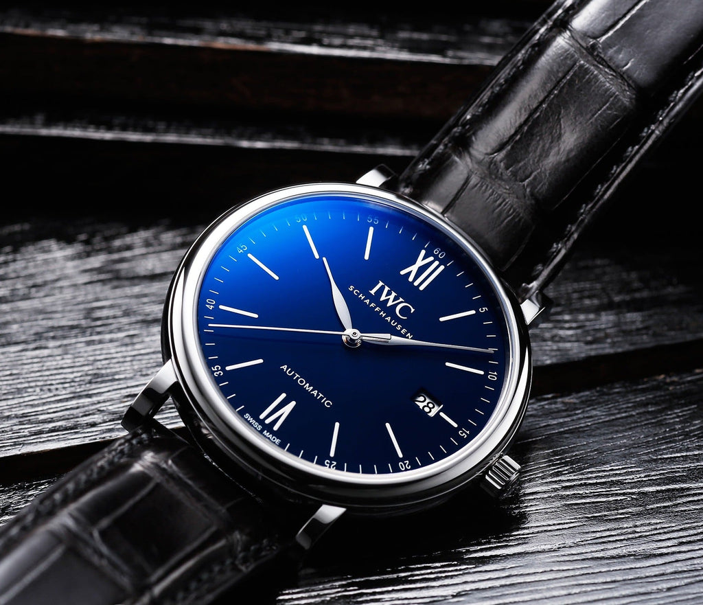IWC Portofino '150 Years Edition' Automatic Blue Dial Black Leather Strap Watch for Men - IW356518 Buy Now By IWC