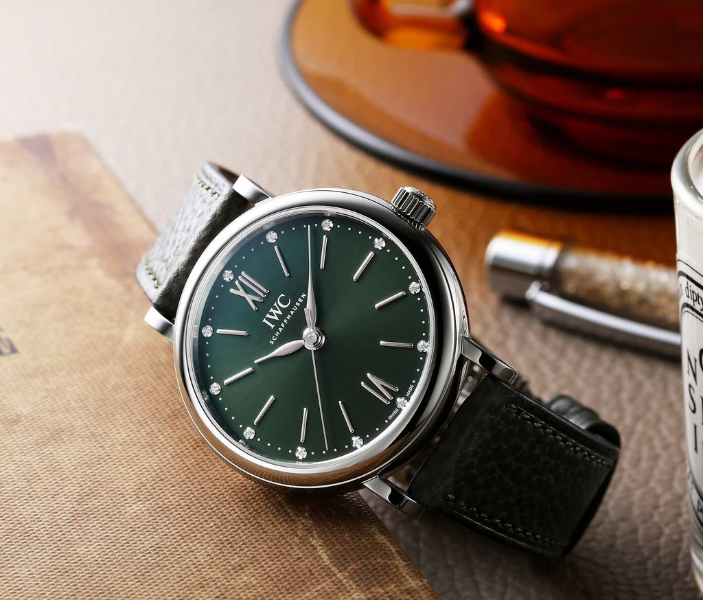 IWC Portofino Automatic Automatic Green Dial Green Leather Strap Watch for Women - IW357412 Buy Now By IWC