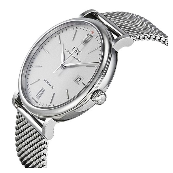 IWC Portofino Automatic White Dial Silver Mesh Bracelet Watch for Men - IW356505 Buy Now By IWC