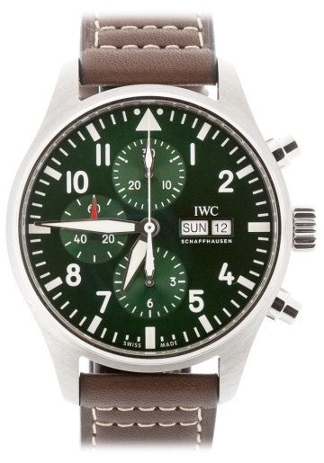 IWC Pilot's Watch Chronograph Edition Racing Green 43mm Green Dial Brown Leather Strap Watch for Men - IW377726 Buy Now By IWC