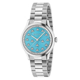 Gucci G Timeless Quartz Turquoise Dial Silver Steel Strap Unisex Watch - YA1265044 Buy Now By Gucci