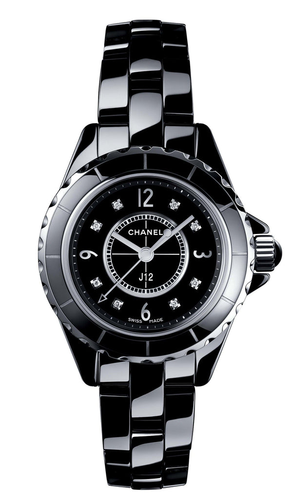 Chanel J12 Diamonds Black Dial Black Steel Strap Watch for Women - J12 H2569 Buy Now By Chanel