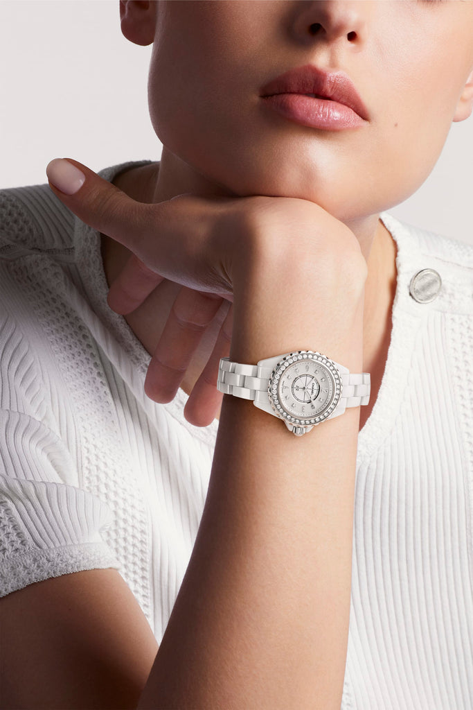 Chanel J12 Diamonds Quartz White Dial White Steel Strap Watch for Women - J12 H2572 Buy Now By Chanel