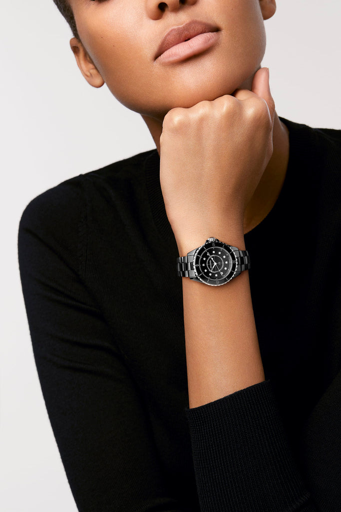Chanel J12 Quartz Diamonds Black Dial Black Steel Strap Watch for Women - J12 H5701 Buy Now By Chanel