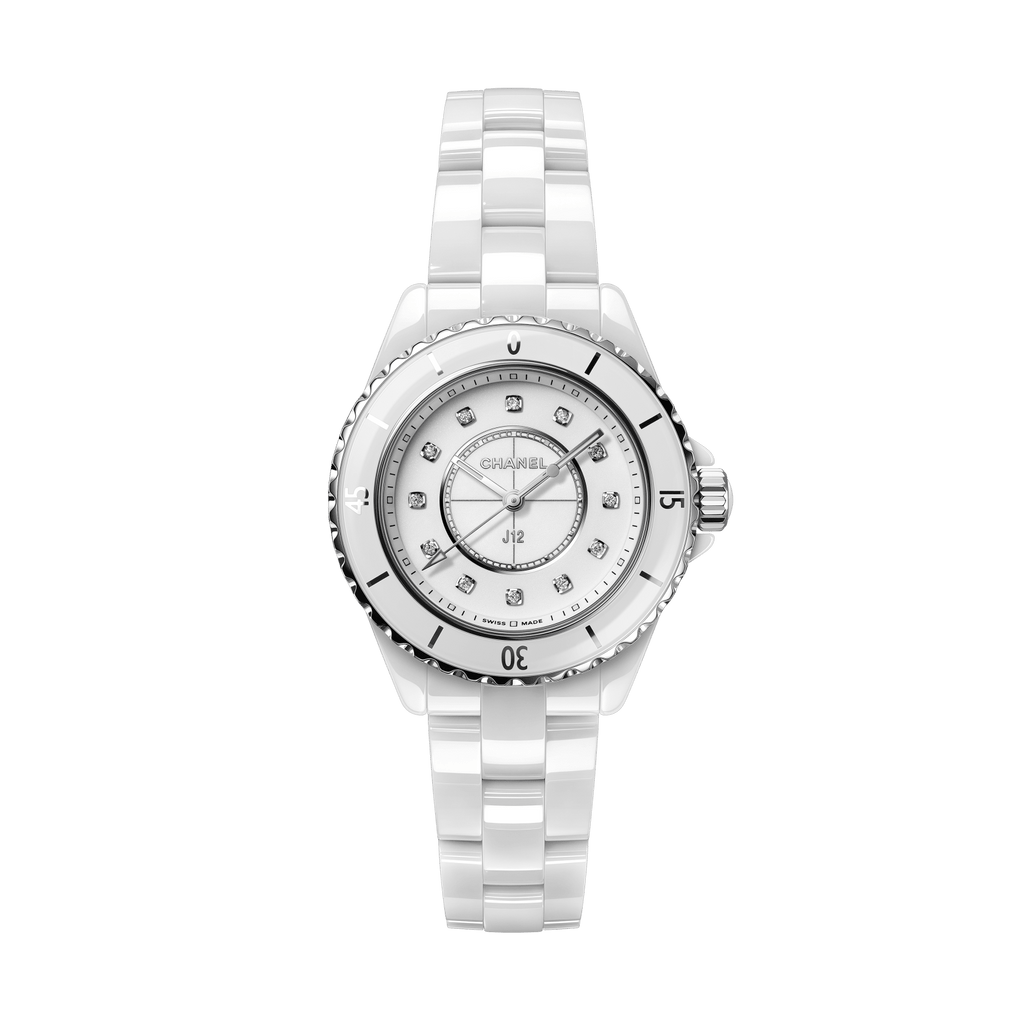 Chanel J12 Quartz Diamonds White Dial White Steel Strap Watch for Women - J12 H5703 Buy Now By Chanel