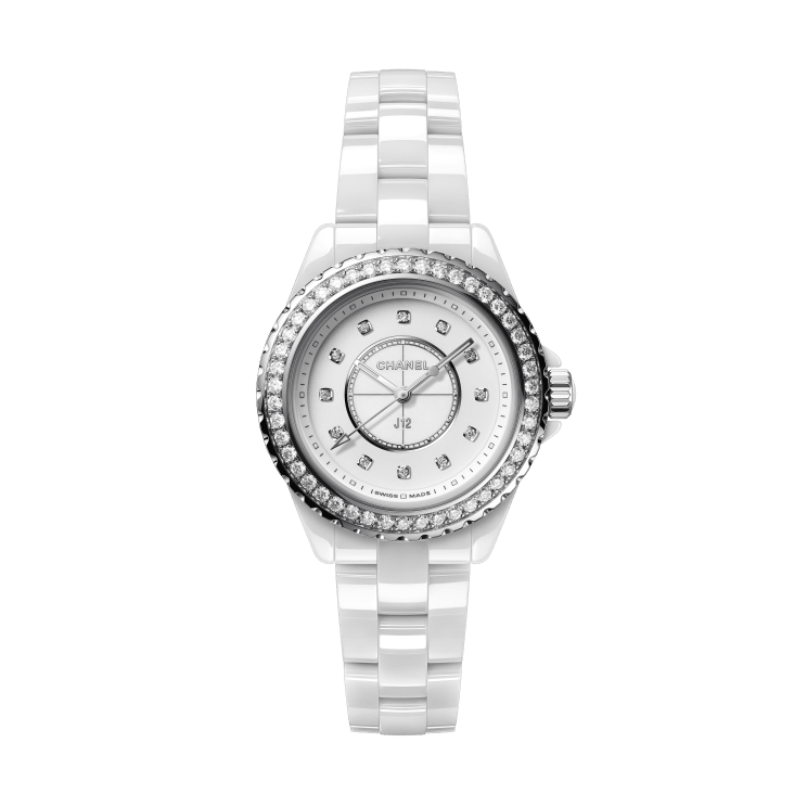 Chanel J12 Quartz Diamonds White Dial White Steel Strap Watch for Women - J12 H6418 Buy Now By Chanel