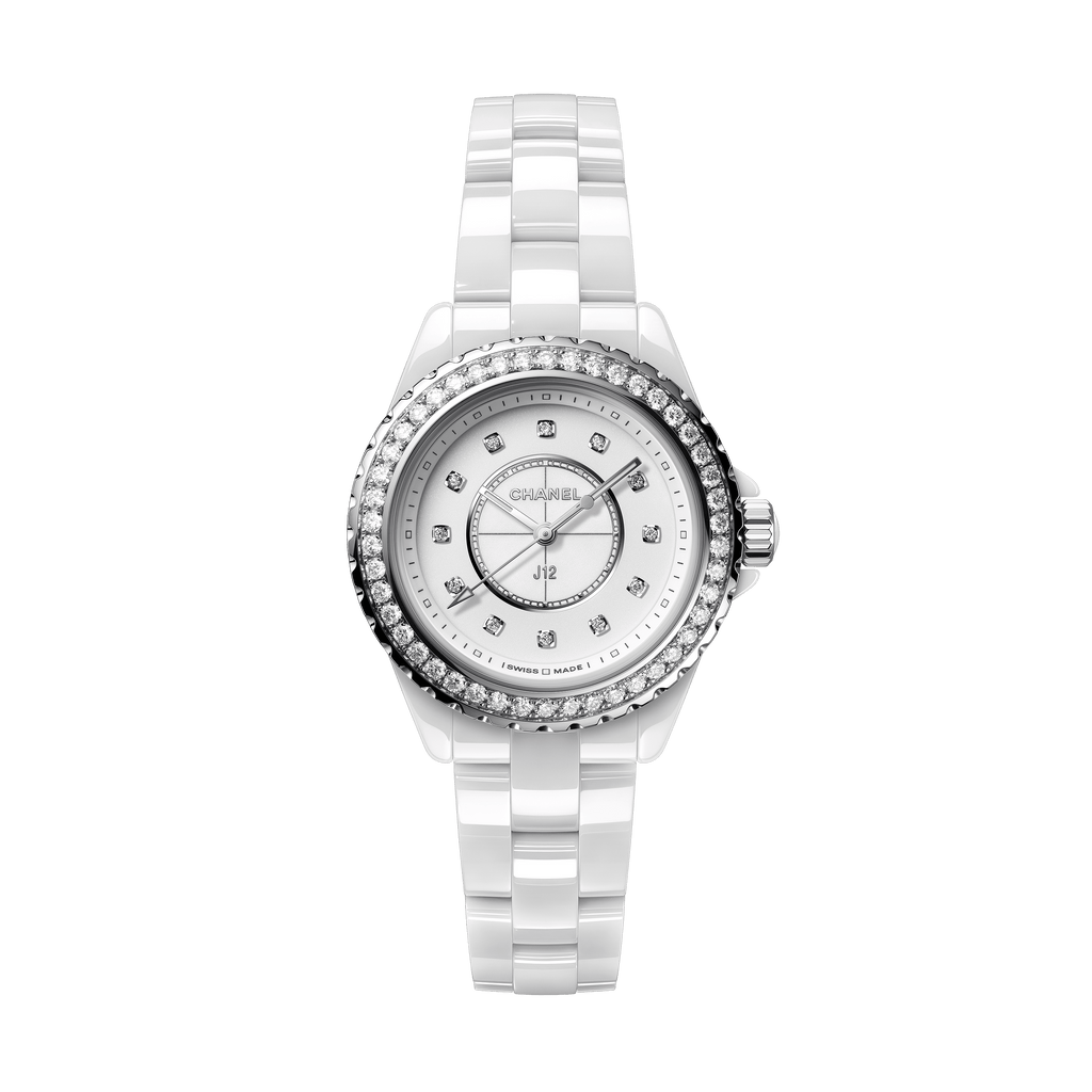 Chanel J12 Quartz Diamonds White Dial White Steel Strap Watch for Women - J12 H6418 Buy Now By Chanel