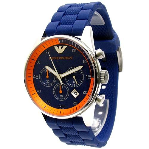 Emporio Armani Chronograph Blue Dial Blue Rubber Strap Watch For Men - AR5864 Buy Now By Emporio Armani