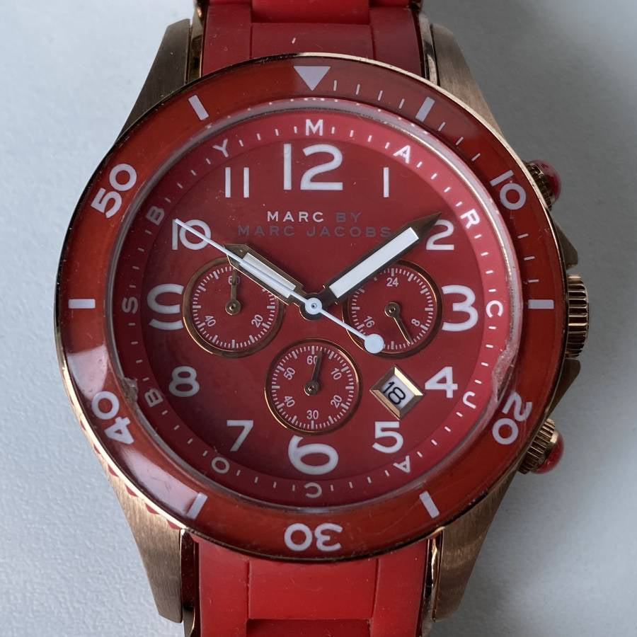 Marc Jacobs Rock Chronograph Red Dial Red Silicone Strap Watch for Women - MBM2577 Buy Now By Marc Jacobs