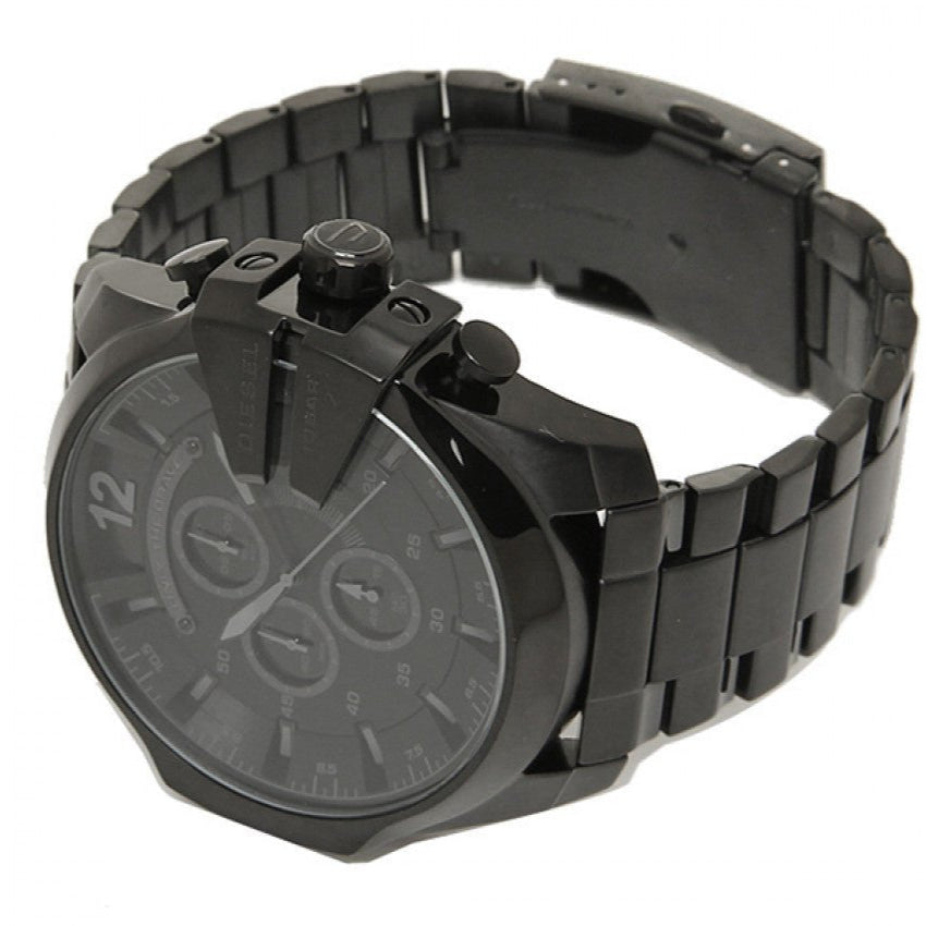 Diesel Mega Chief Chronograph Black Dial Black Steel Strap Watch For Men - DZ4355 Buy Now By Diesel