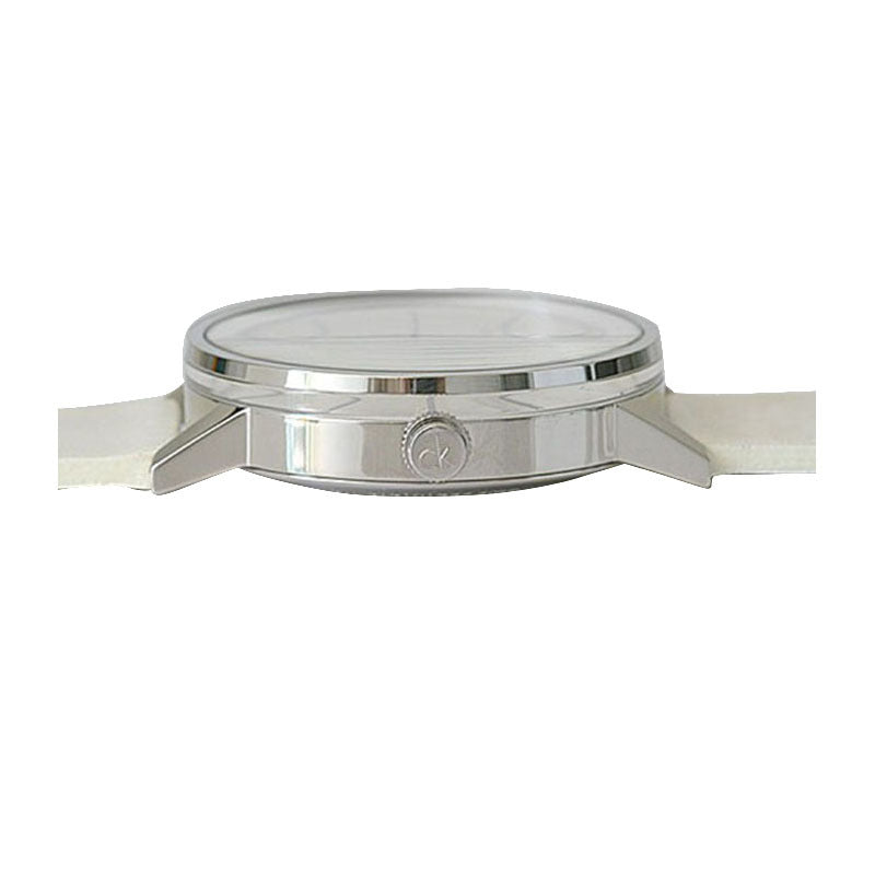 Calvin Klein Post Minimal Silver Dial White Leather Strap Watch for Men - K7621126 Buy Now By Calvin Klein