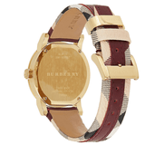 Burberry Heritage Nova Gold Dial Haymarket Red Leather Strap Watch for Women - BU9111 Buy Now By Burberry