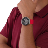 Guess Momentum Black Dial Red Rubber Strap Watch for Men - GW0263G3 Buy Now By Guess