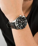 Seiko 5 Sports SKX Automatic Black Dial Black Leather Strap Watch for Men - SRPD55K2 Buy Now By Seiko