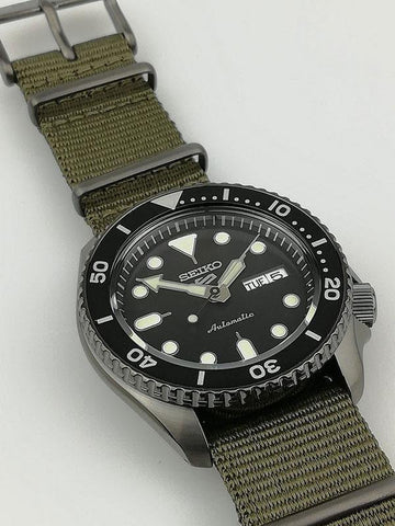 Seiko 5 Sport Automatic Black Dial Green Nylon Strap Watch For Men - SRPD65K4 Buy Now By Seiko
